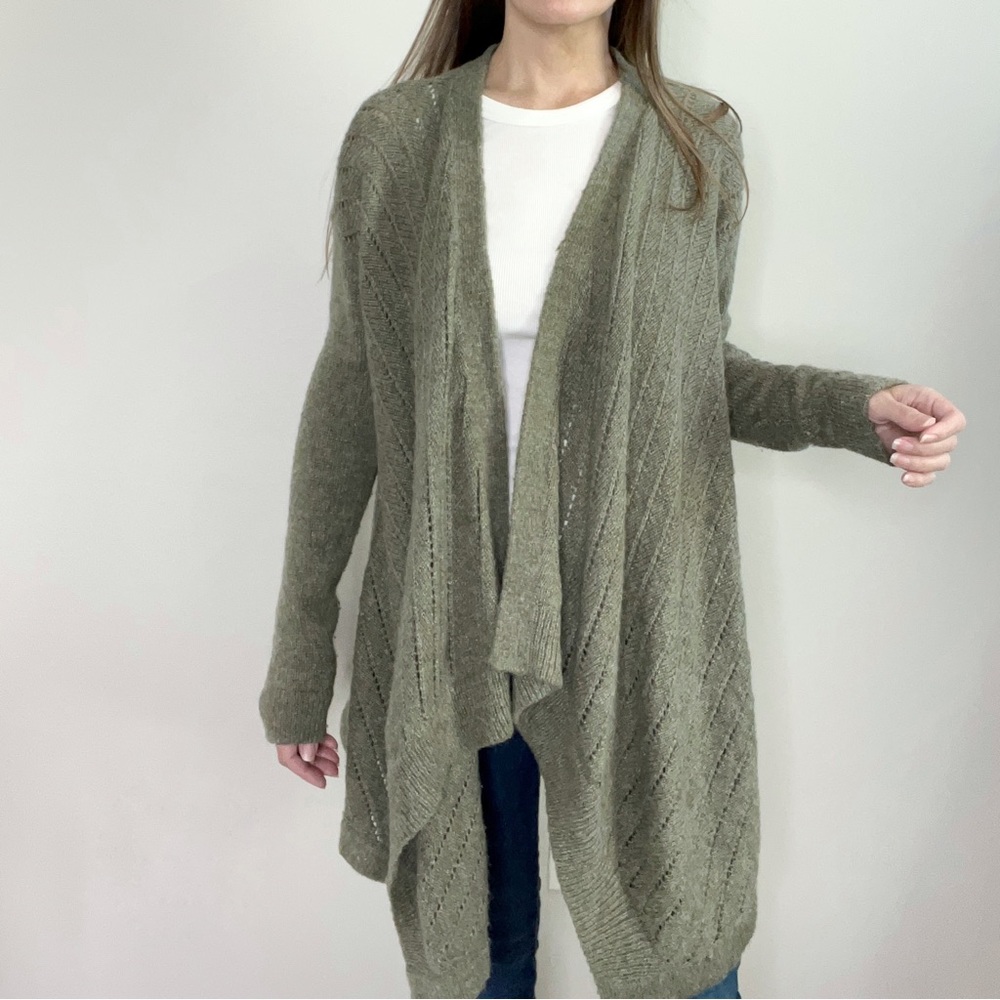 LOU & GREY Olive Green Open front Cardigan size XS